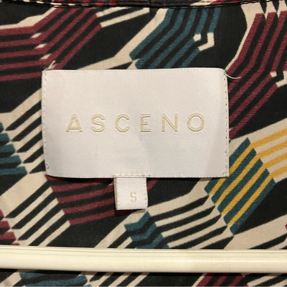 Asceno 100% Silk Blouse Long Sleeve Mother of Pearl Button Down - Picture 2 of 8